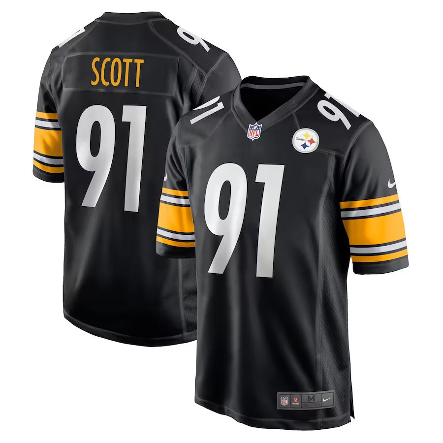 Men Pittsburgh Steelers #91 Delontae Scott Nike Black Game Player NFL Jersey